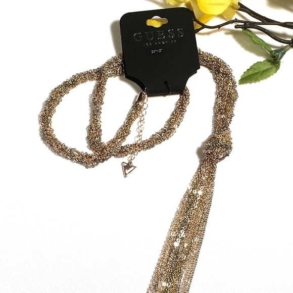 𝅺3/$29! GUESS Twisted Multi-Chain Tassel Necklace - Picture 6 of 8